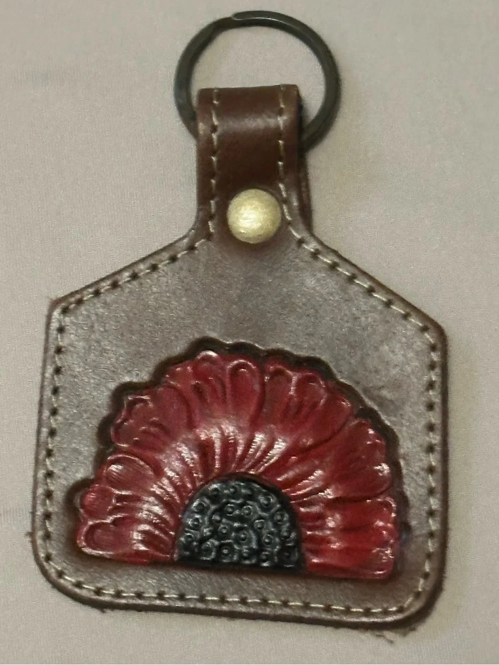 Myra Bag Vermillion Petals Keychain Leather Hand-crafted Brass Hardware